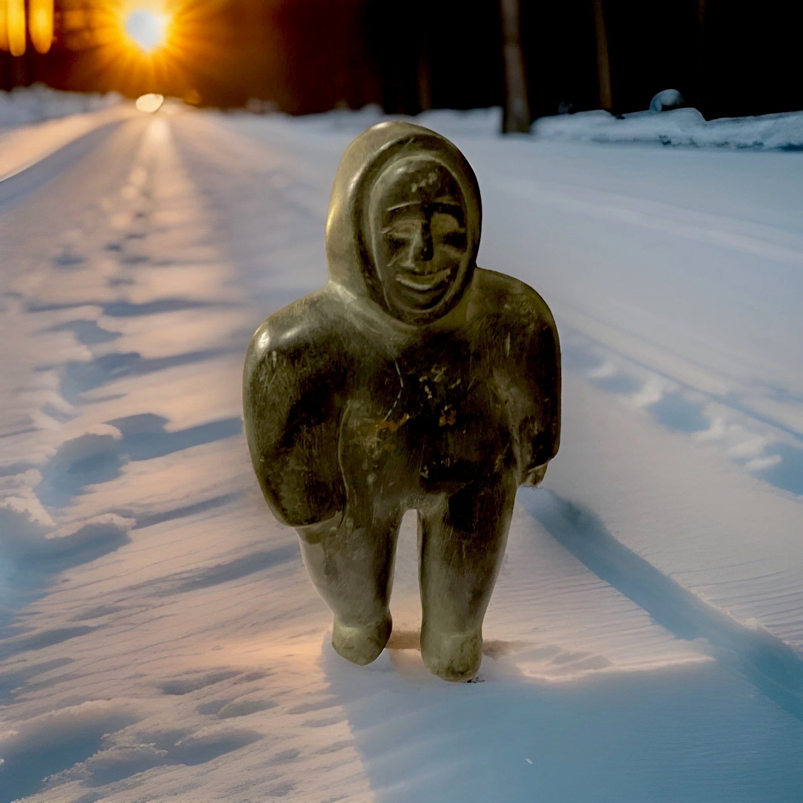 Vtg Eskimo Art Inuit Soapstone Canada Sculpture 6.5 Lbs  9 X 5” PLEASE READ