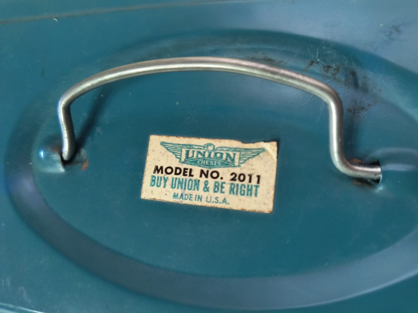 Vintage Union Chests Metal Tool Box Teal Blue Green Model NO 2011