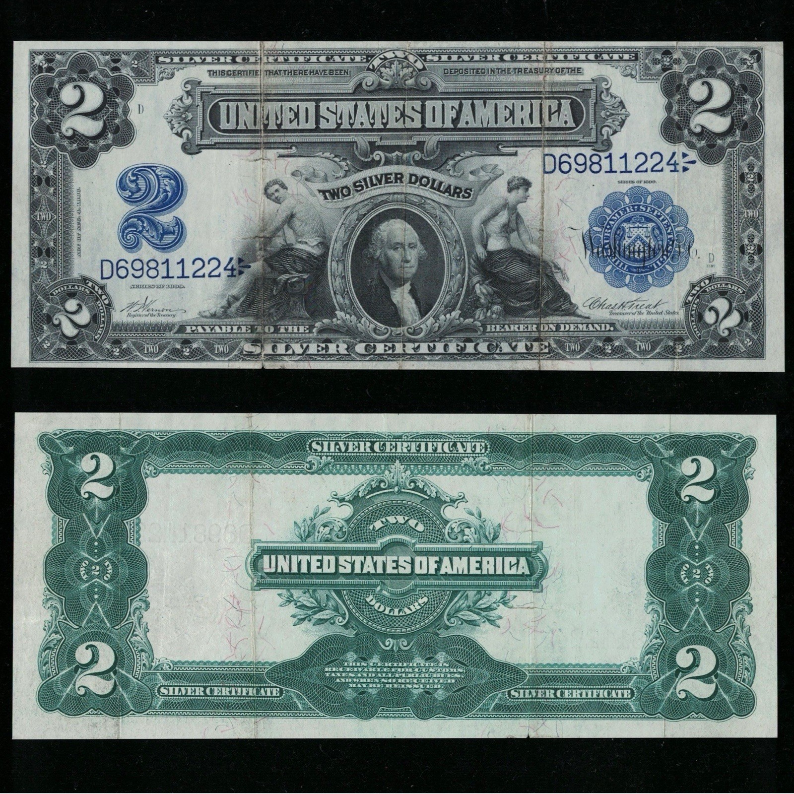 SC 1899 $2 Silver Certificate Fr.251 Mini Porthole (224)