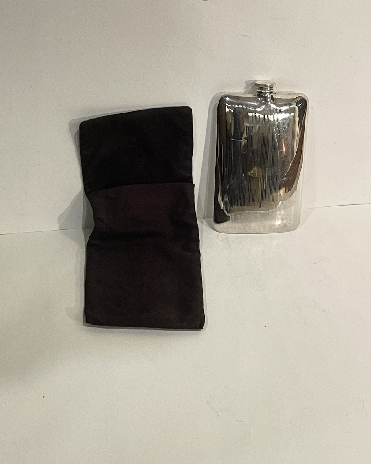 Vintage Marlboro Plate Silver Plated Hip Flask With Case
