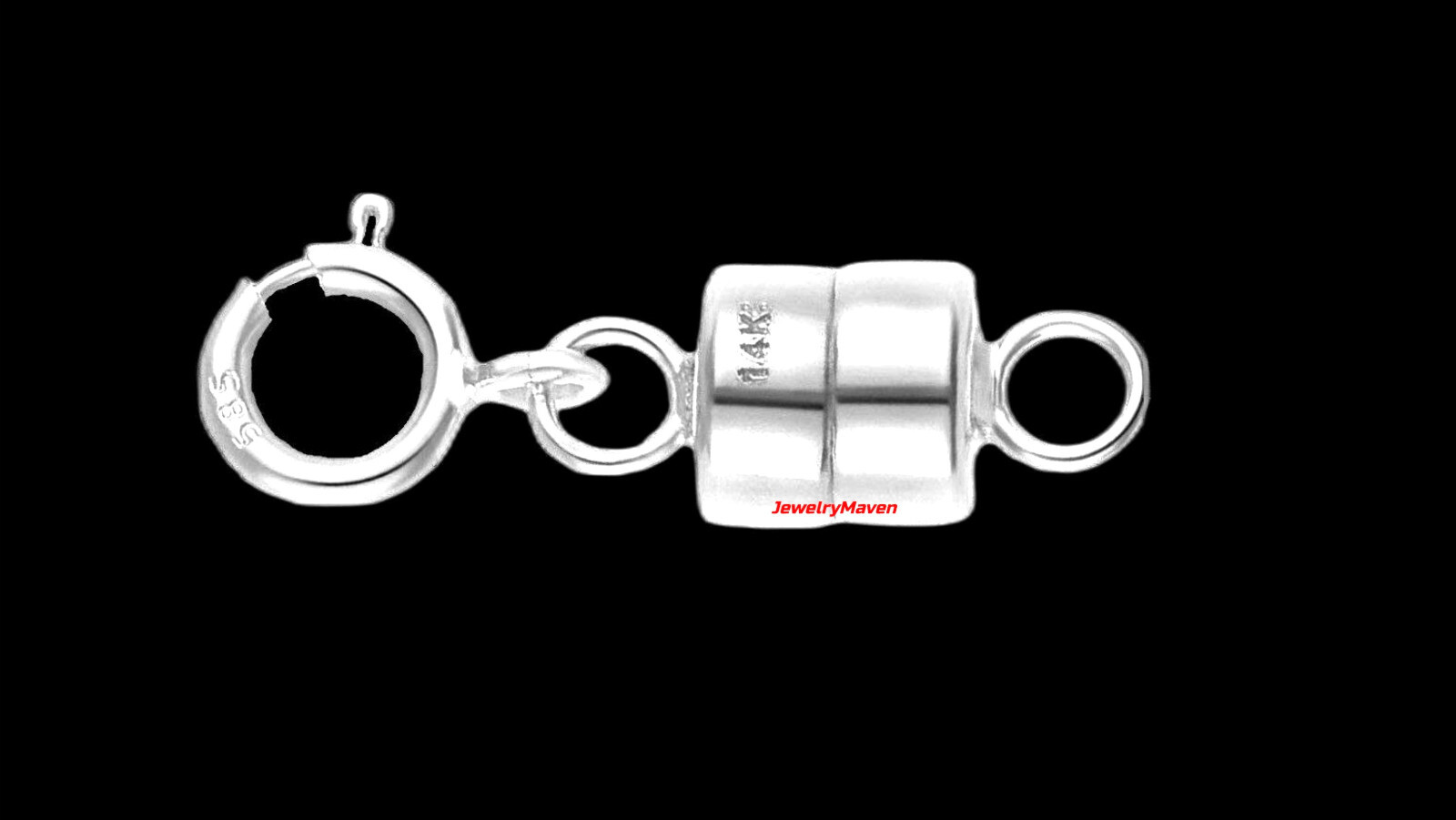 4.5mm 14k MAGNETIC CLASP Converter 1/2" Extender WHITE Gold spring ring RHODIUM