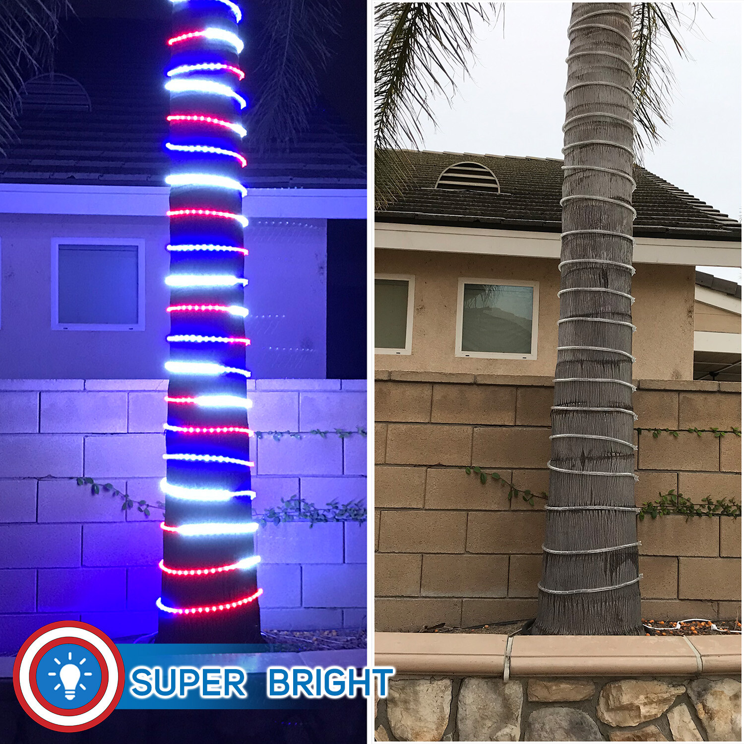 Russell Decor LED Rope lights 10-200ft Red White Blue Patriots Independence Day