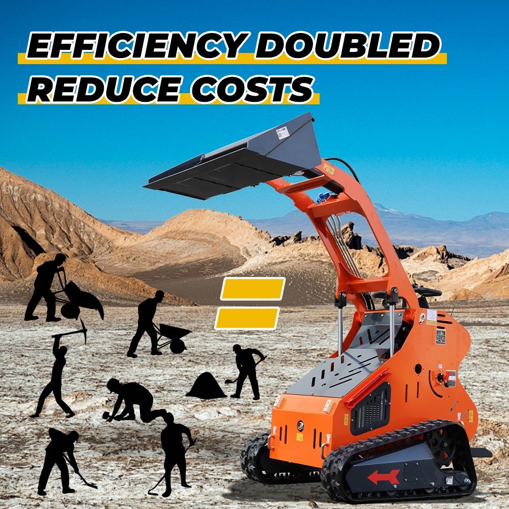 Upgraded Mini Skid Steer Twin cylinder Tracked Loader 23HP Free Ship