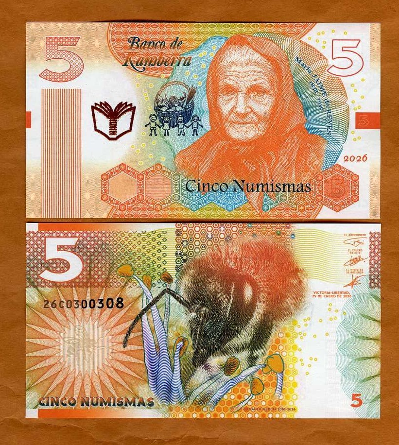 Kamberra, 5 Numismas, 2026, New Redesigned Basic Series, UNC Bee