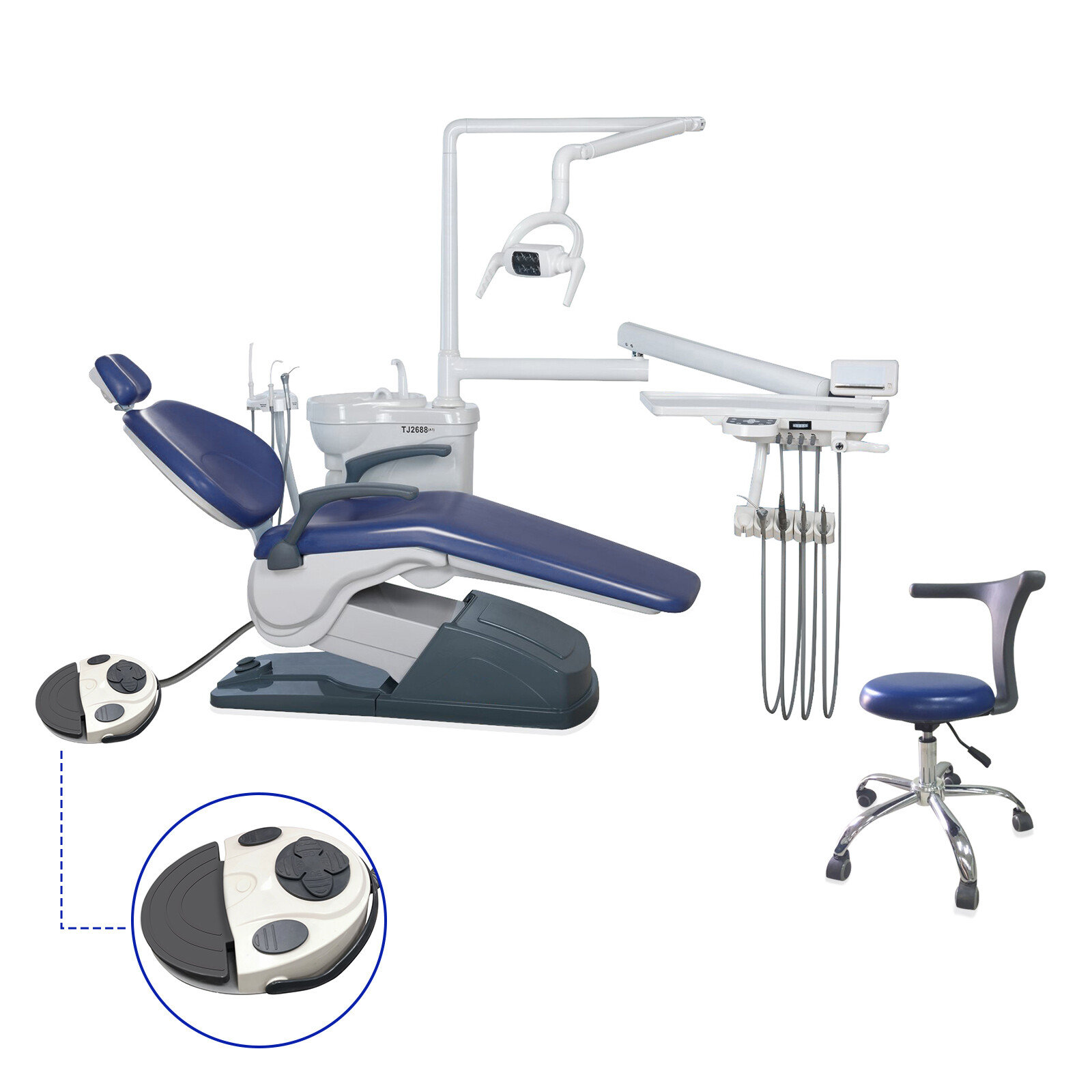 Dental Unit Chair Hard Leather+Dentist Stool + DDS+ New Foot Pedal Unidad silla