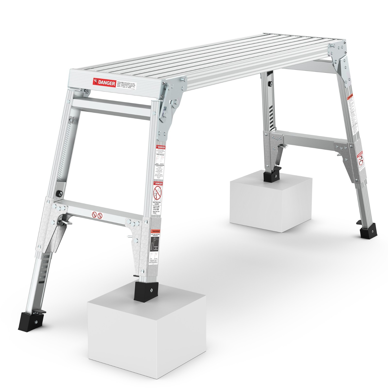 Adjustable Work Platform Ladder Aluminum Step Stool Portable Bench Folding