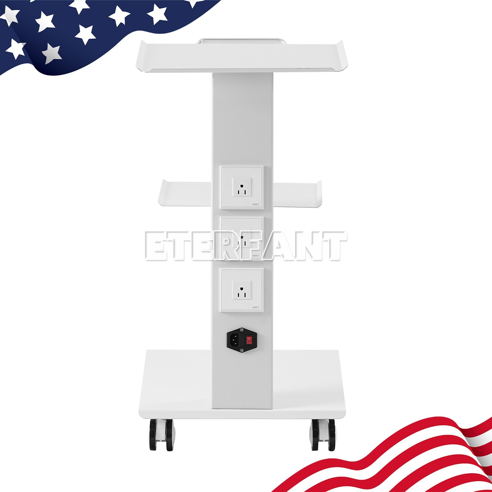 Dental Trolley Mobile Medical Tool Cart Lab Stand 4 Casters Three Layer Serving