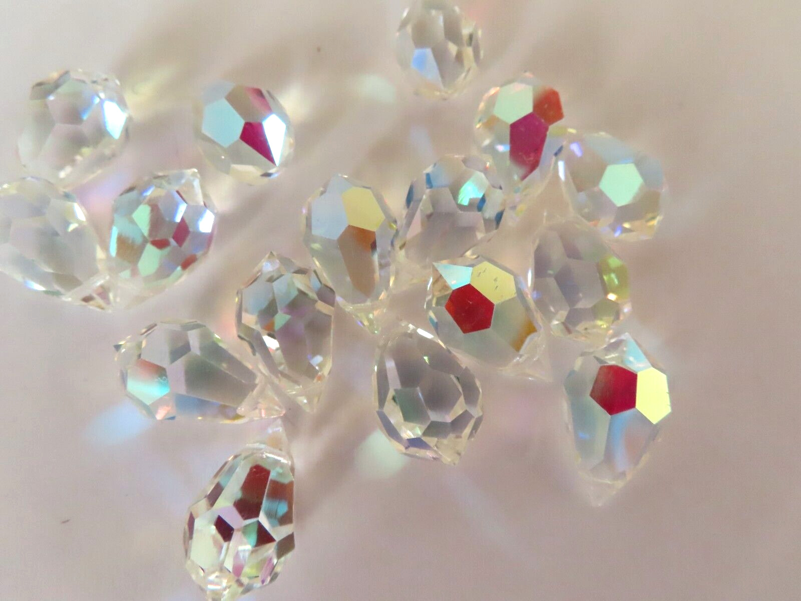 Preciosa Genuine Czech Machine Cut Drop Pendant 12x18mm Crystal AB, 6 pendants