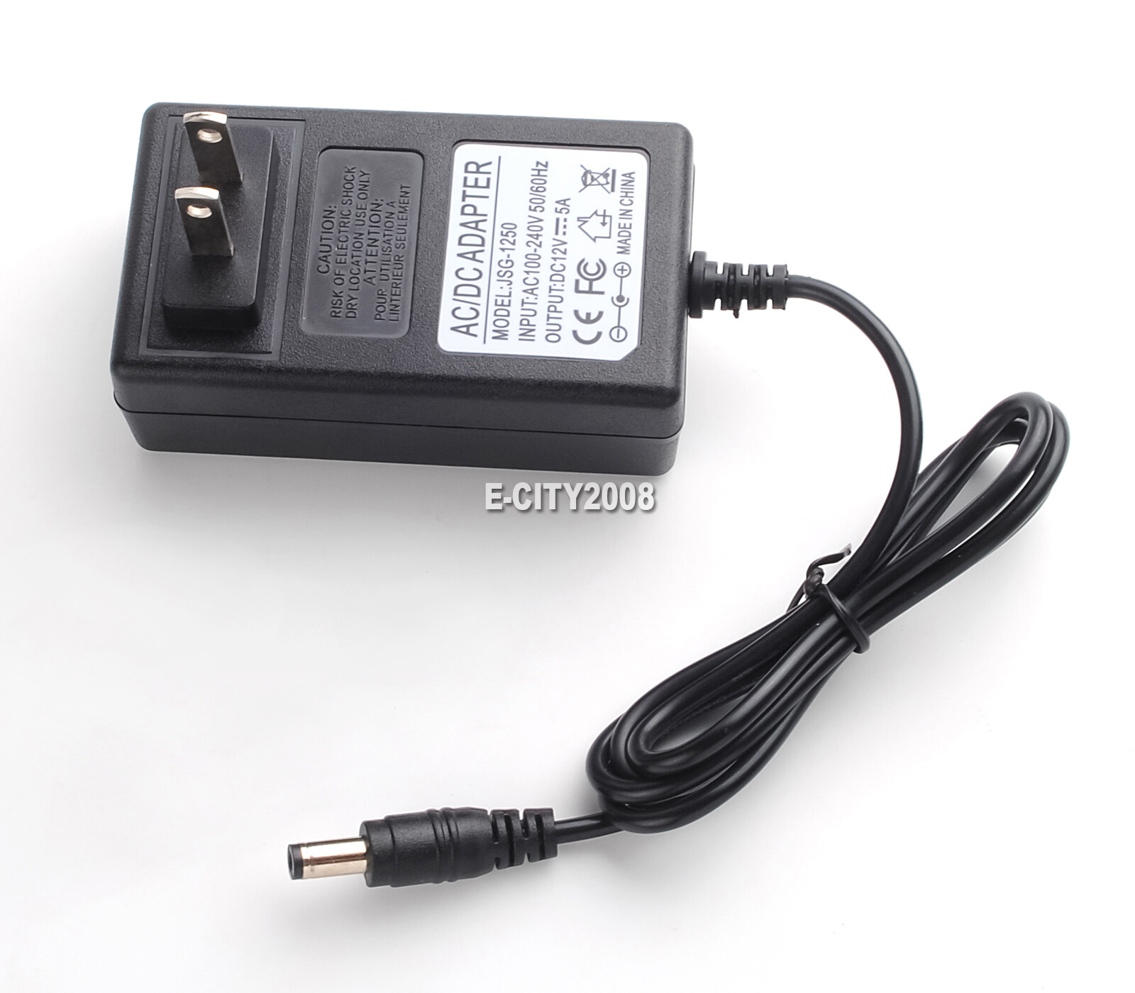 12V 5A 5 AMP 60W DC Power Supply Adapter Transformer LED Strip CCTV PC 5050 USA