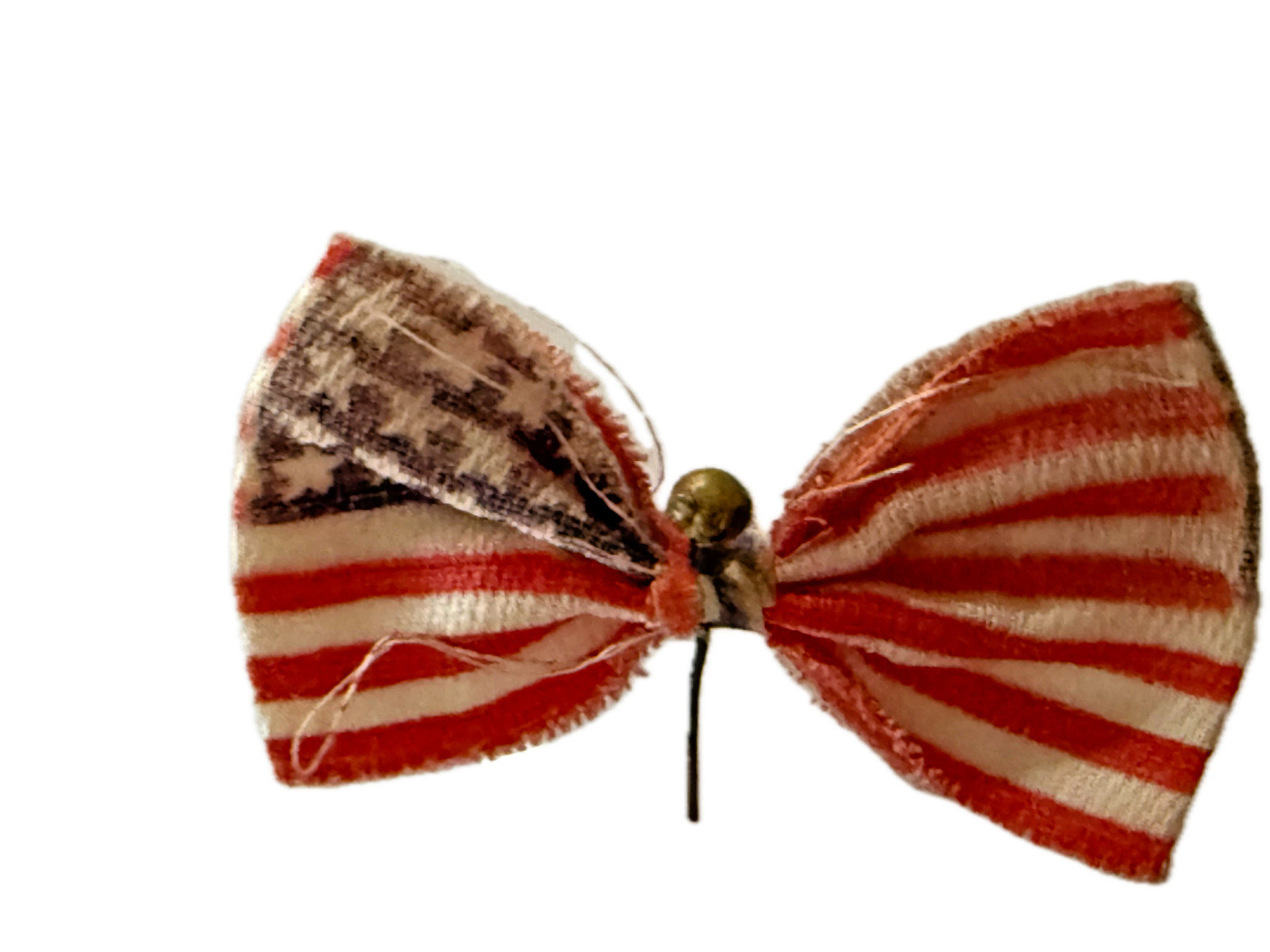 Antique American Flag Ribbon Bow Stick Pin Patriotic Lapel Pin