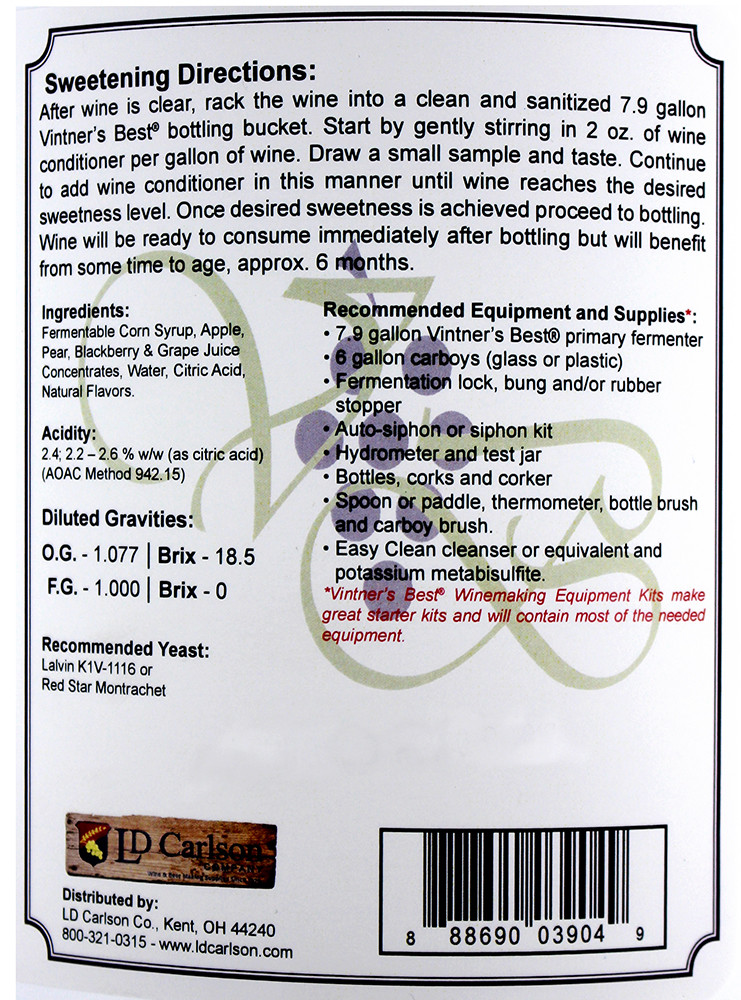 Vintners Best Fruit Wine Base - Blackberry - for Home Wine Making