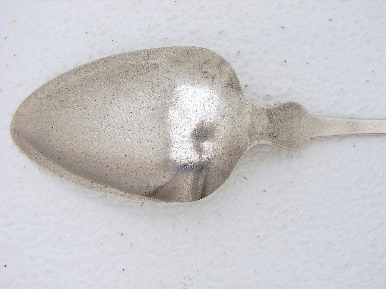 Early American Coin Silver Serving Fiddle End Spoon Early Hallmarked P&R