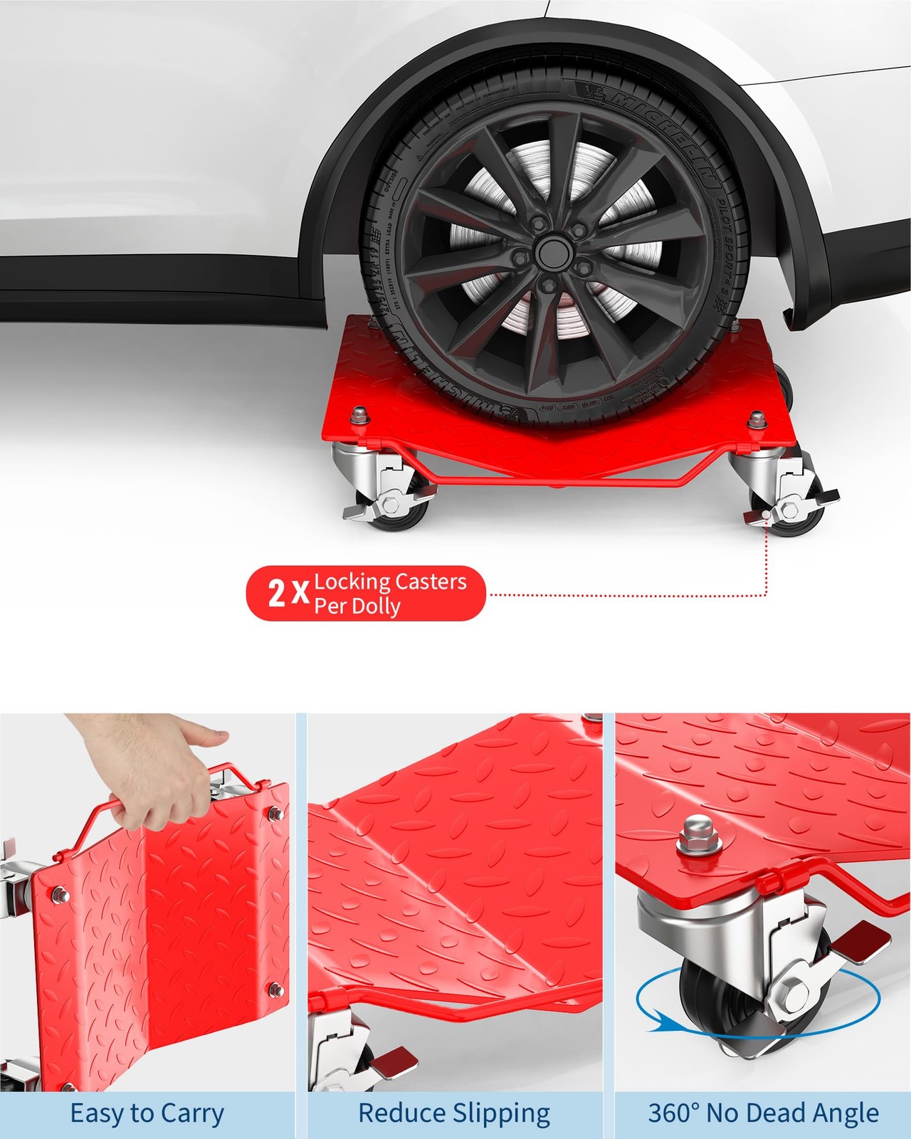 Car Dolly Wheel Tire Dolly 4PCS Heavy Duty Skate Auto Repair Moving Dolly 6000LB