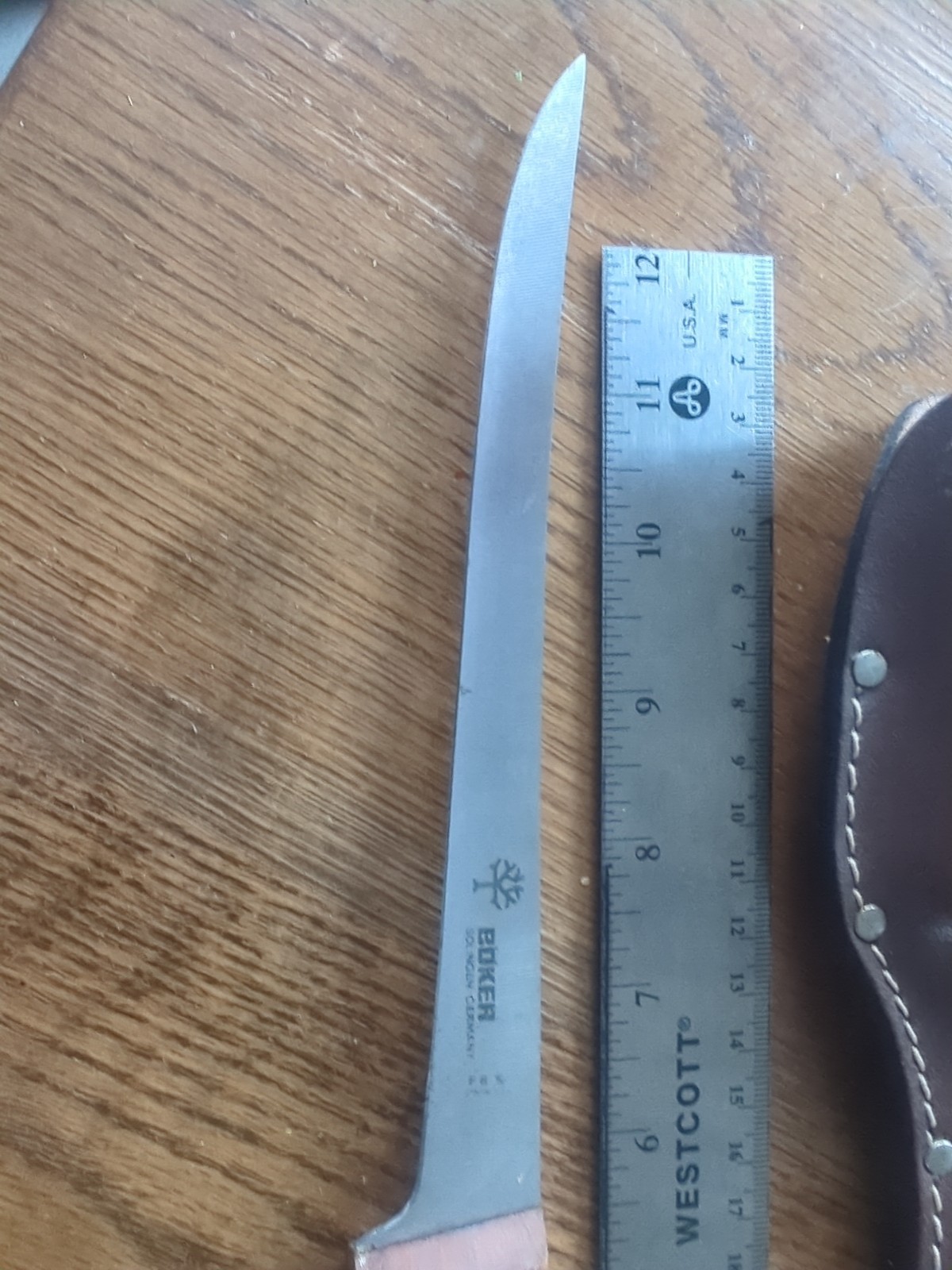 Vintage Boker F8S Stainless Solingen Germany Filet Knife 7.5 Inch W/ Sheath