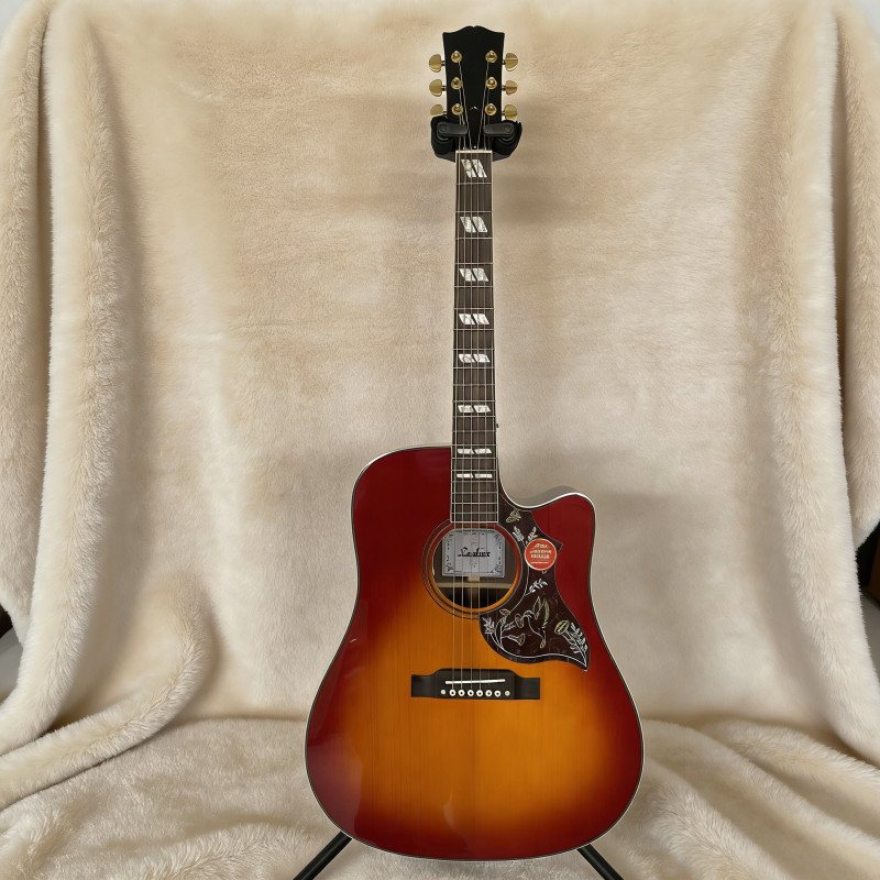 Cutting acoustic electric guitar hummingbird cherry burst pickups bone nut