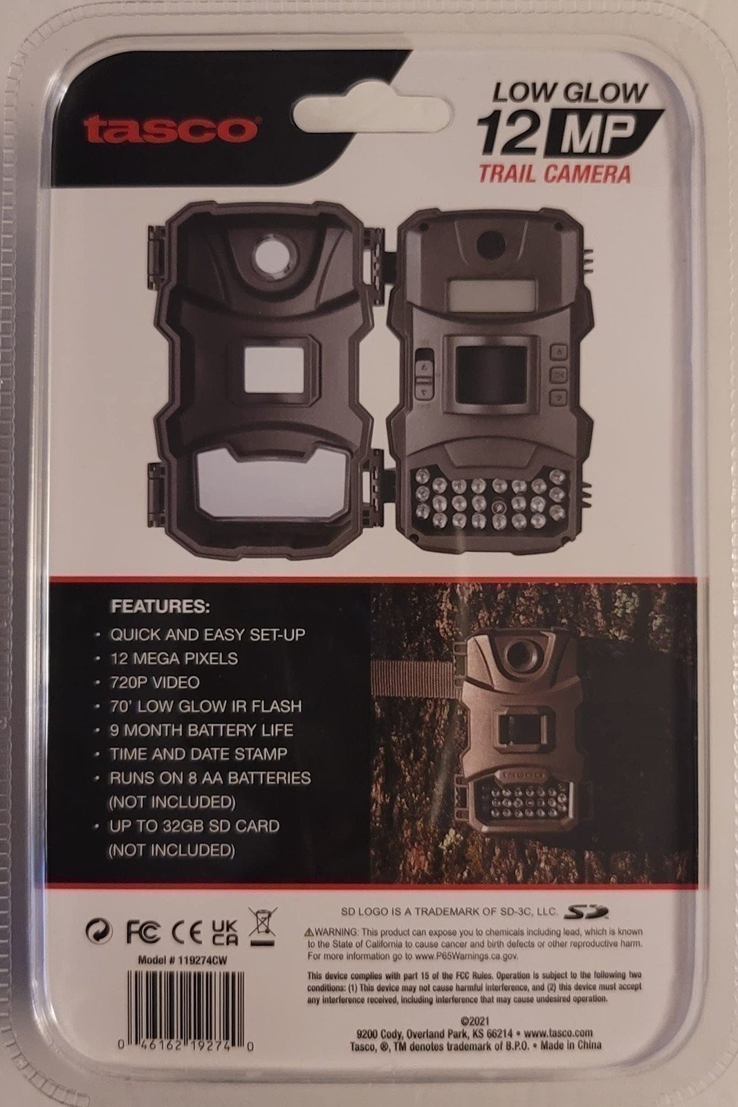 Tasco 12MP Trail Camera with Low Glow Infrared Flash