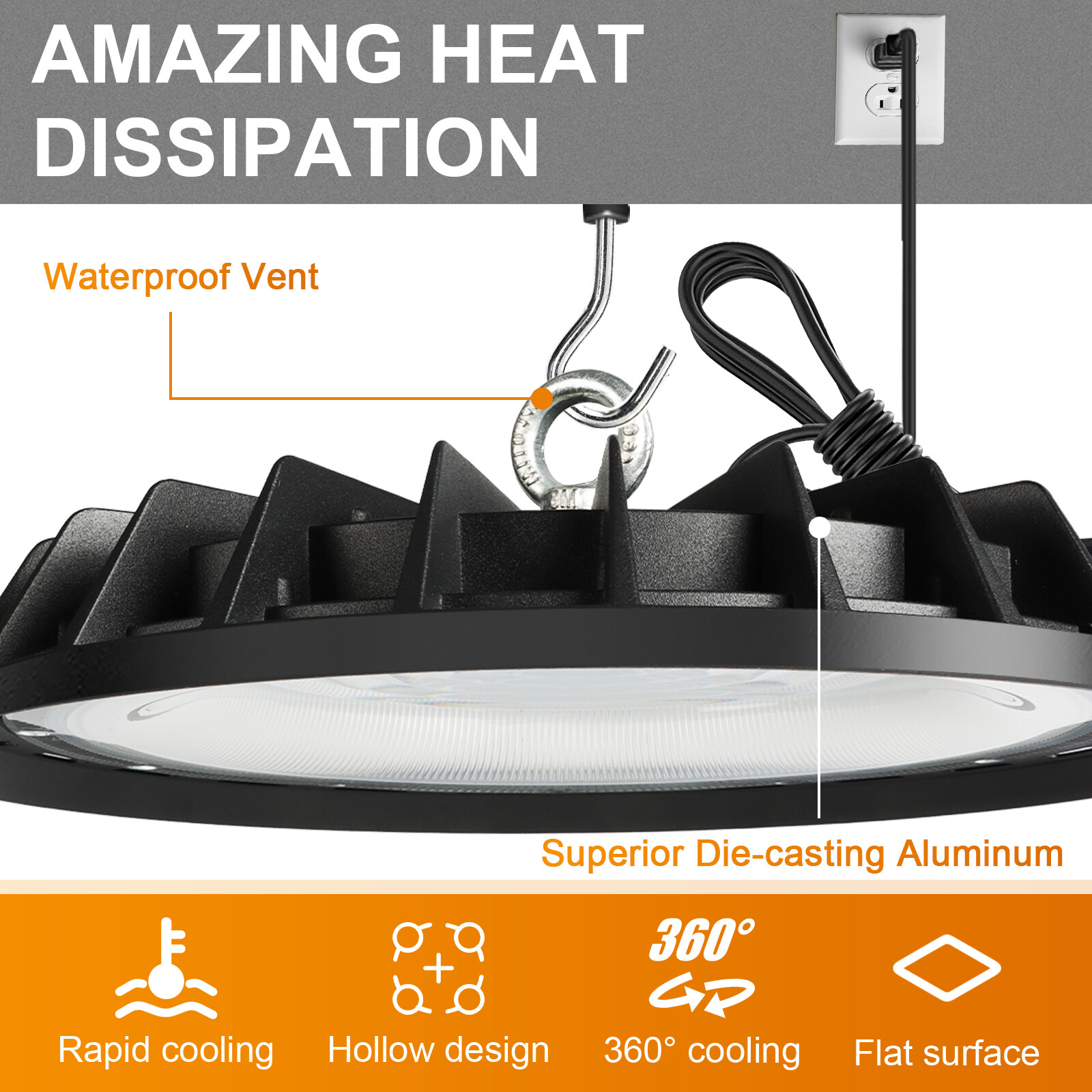 6Pack 200W UFO Led High Bay Light Shop Industrial Commercial Warehouse Gym Light