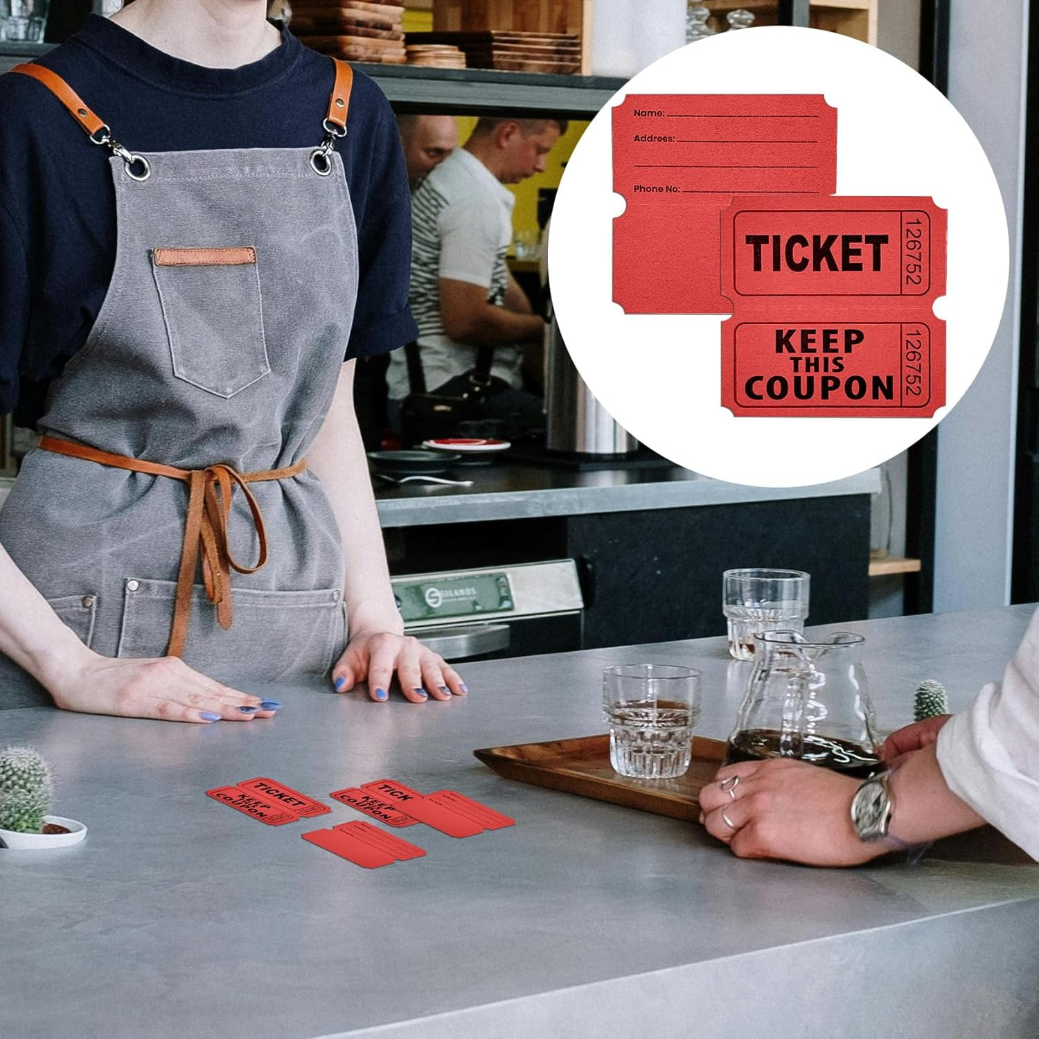 100 Blue Raffle Tickets Double, 50/50 Raffle Tickets for Carnivals Events Entry