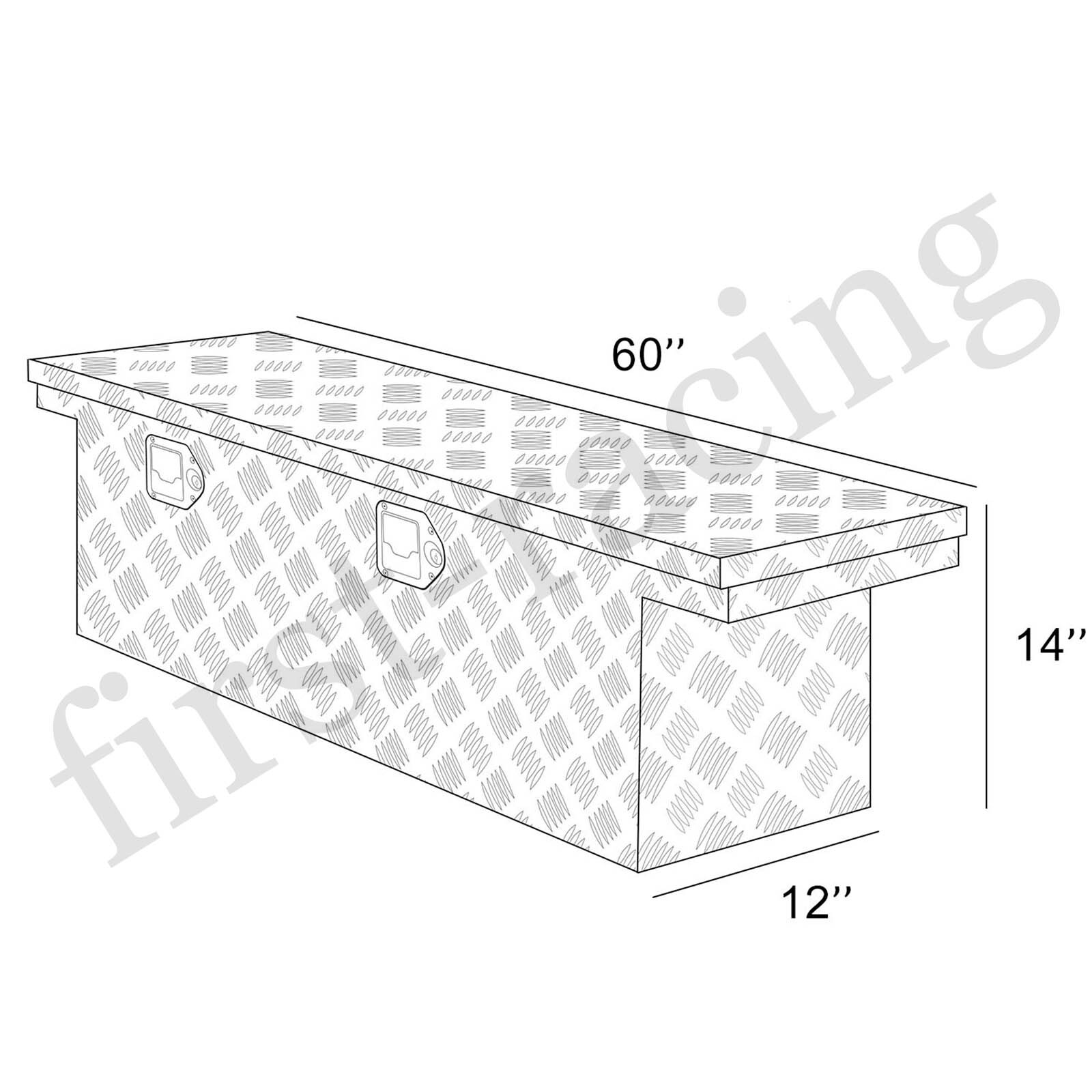 60"X12"X14" BLACK ALUMINUM PICKUP TRUCK TRUNK BED TOOL BOX TRAILER STORAGE+LOCK