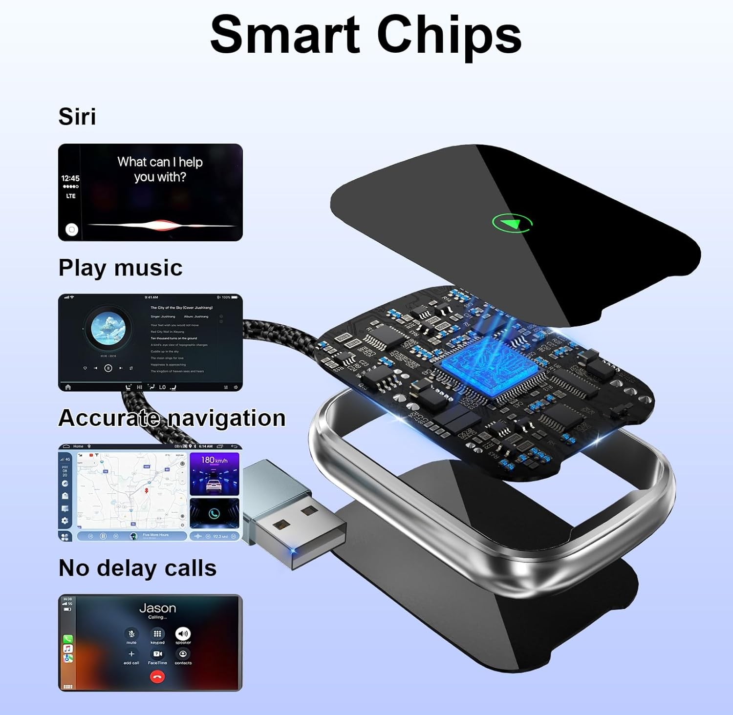 USB Wireless CarPlay Adapter For iPhone Apple Wireless Dongle Plug ＆Play Black