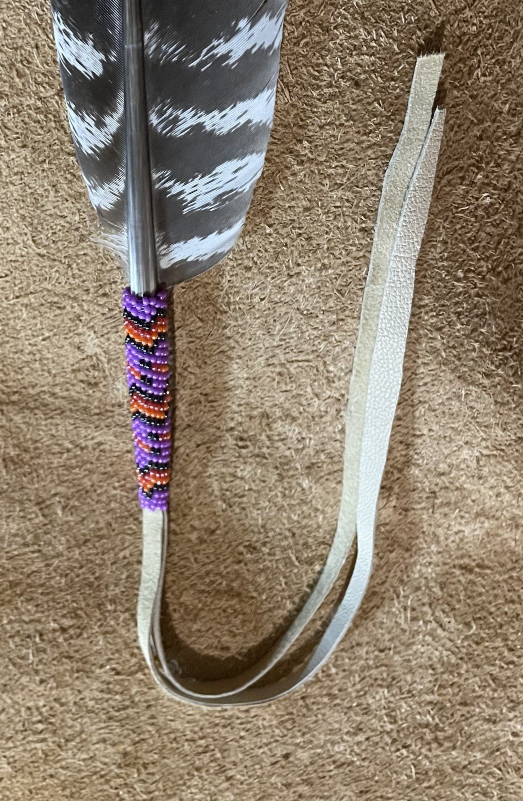 Native American Lakota Sioux Beaded Feather.