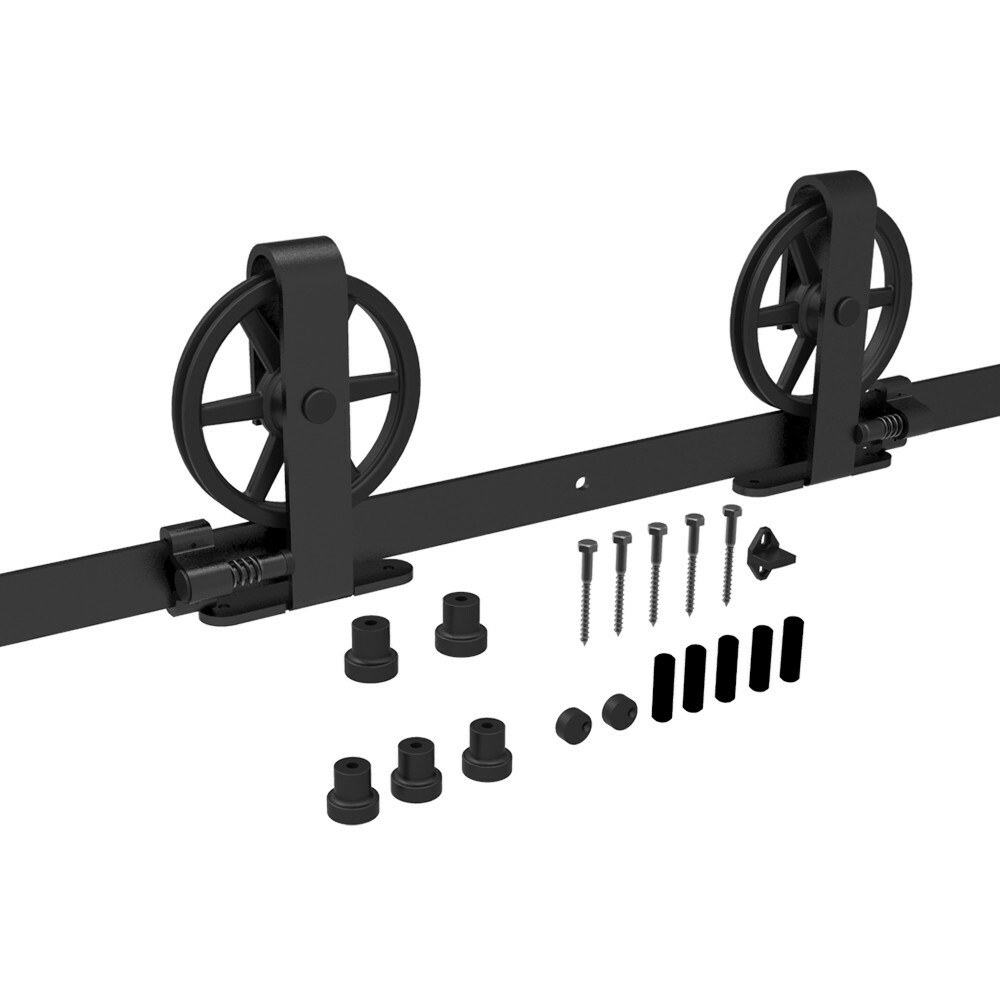 CCJH4-20FT Big Spoke Wheel Sliding Barn Door Hardware Kit For Single/Double Door