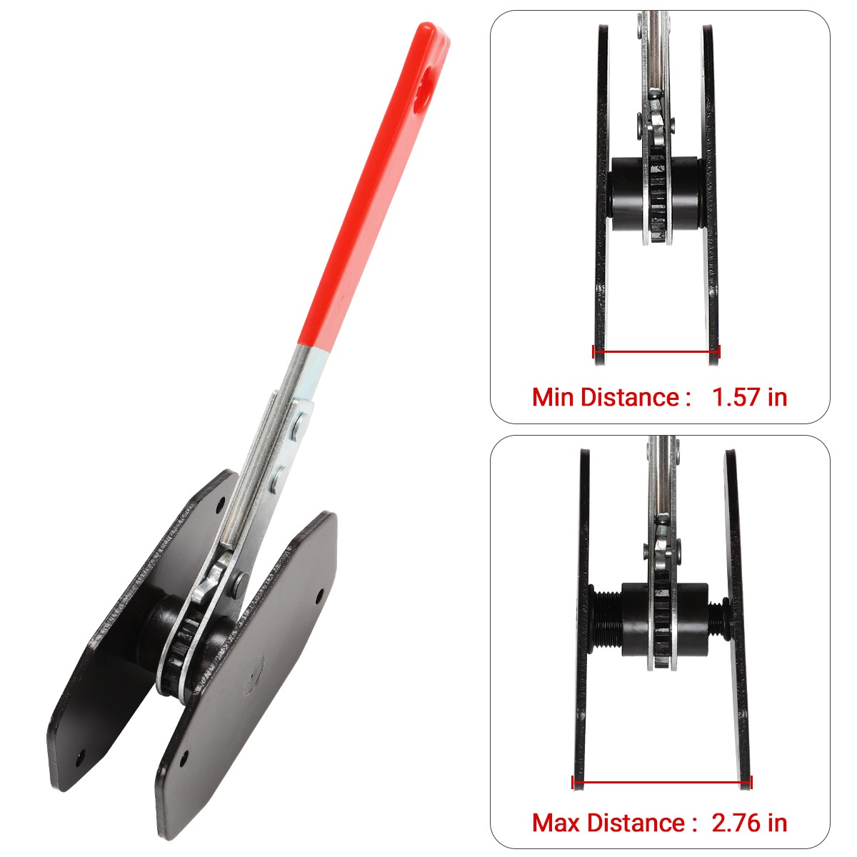 Car Spreader Caliper Pad Install Tool Ratchet Brake Piston Wrench w/4 Hanger Red