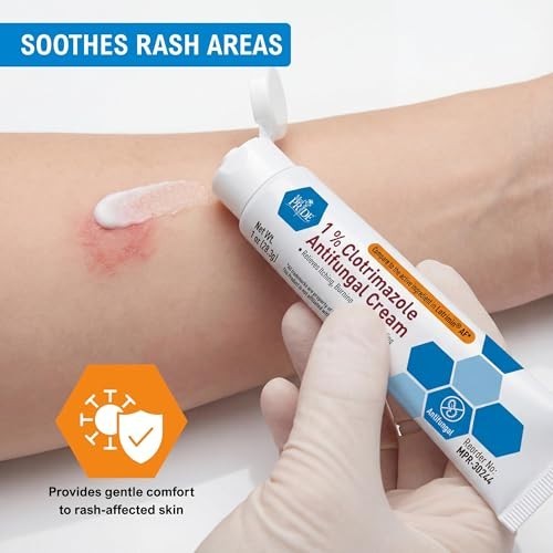 1% Clotrimazole Antifungal Cream 1Oz- Fungus Skin Care Treatment with - Jock Itc