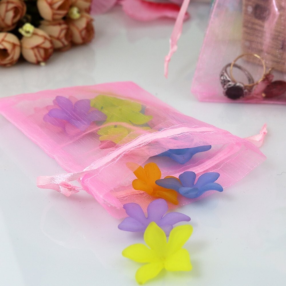 100pcs Drawstring Bags Multicolor Wedding Favor Bag Organza Gift Bag Pouch 4"x5"
