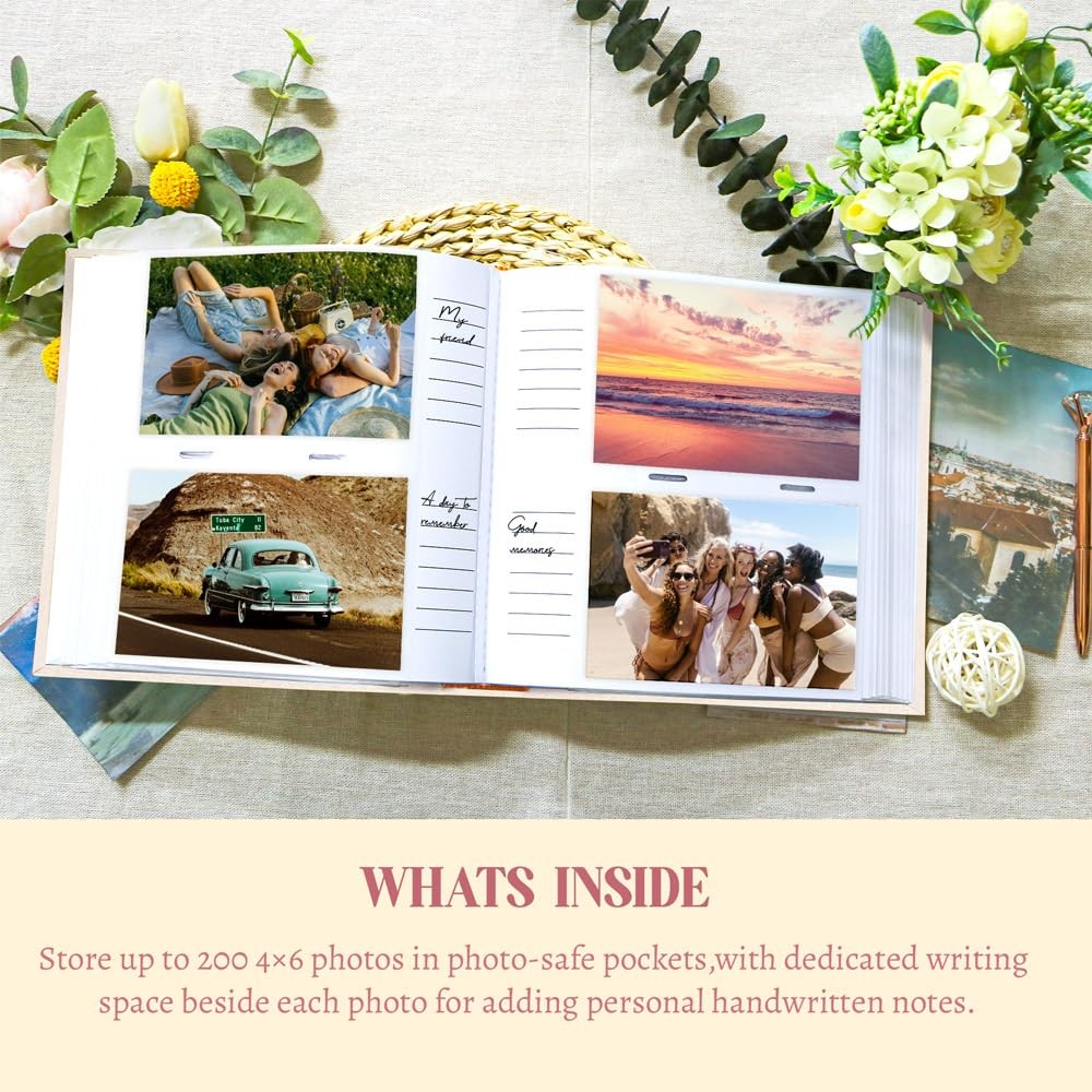 Holoary Photo Album 4x6 200 Photos, Linen Fabric Cover Picture Album