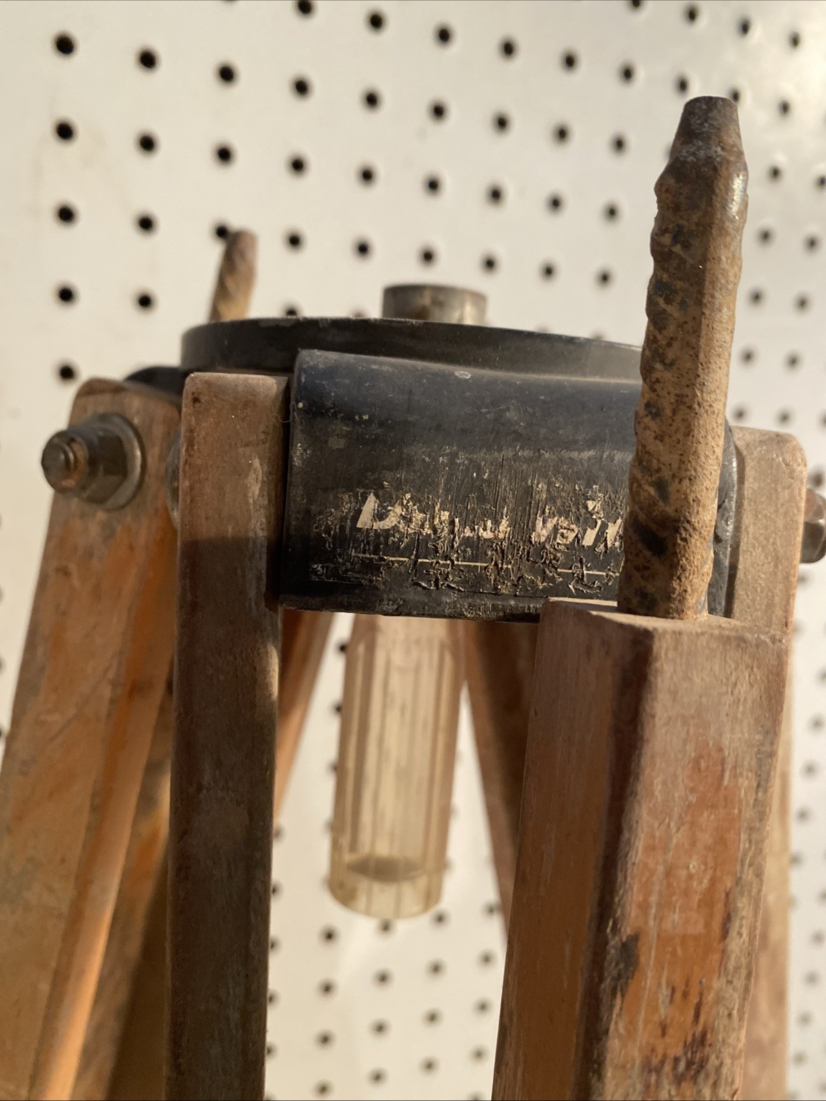 Antique Wooden Survey Tripod Floor Lamp Transit Upcycled Industrial David White