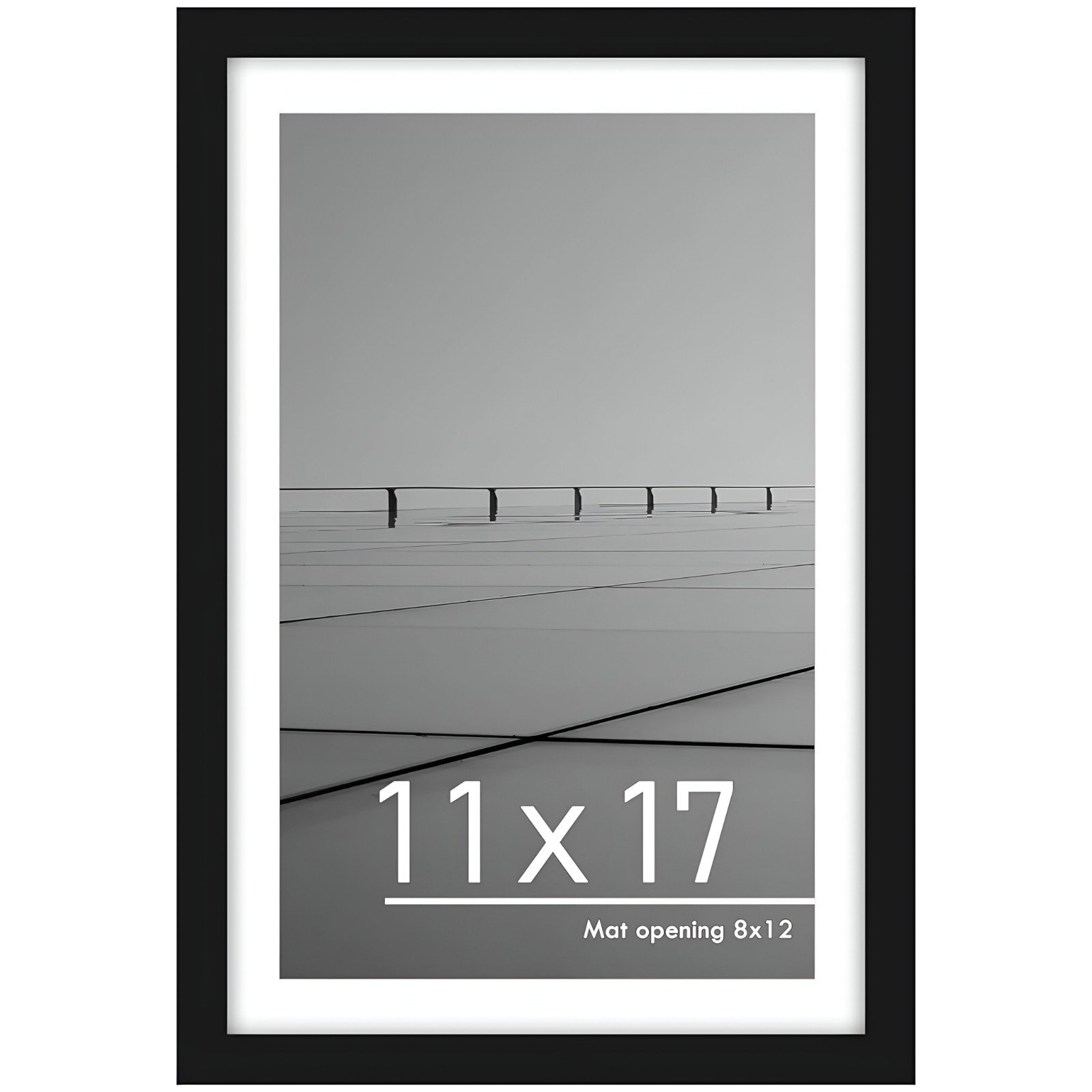 11X17 Picture Frame Black Display Pictures 8 X 12 with, Mat or 11 X 17 without m