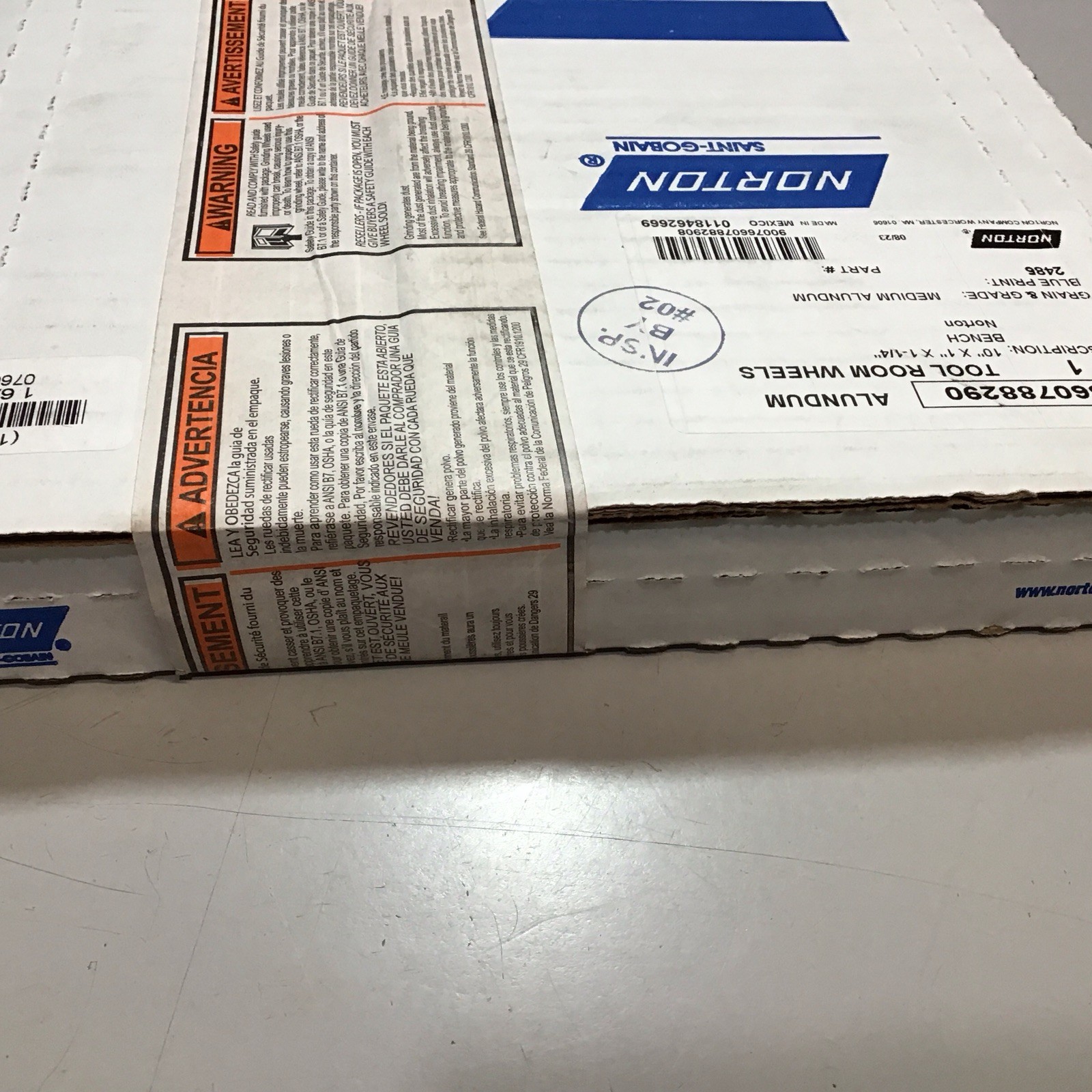 NORTON 07660788290: 10" x 1" x 1-1/4" Medium Alundum Grinding Wheel 2485RPM