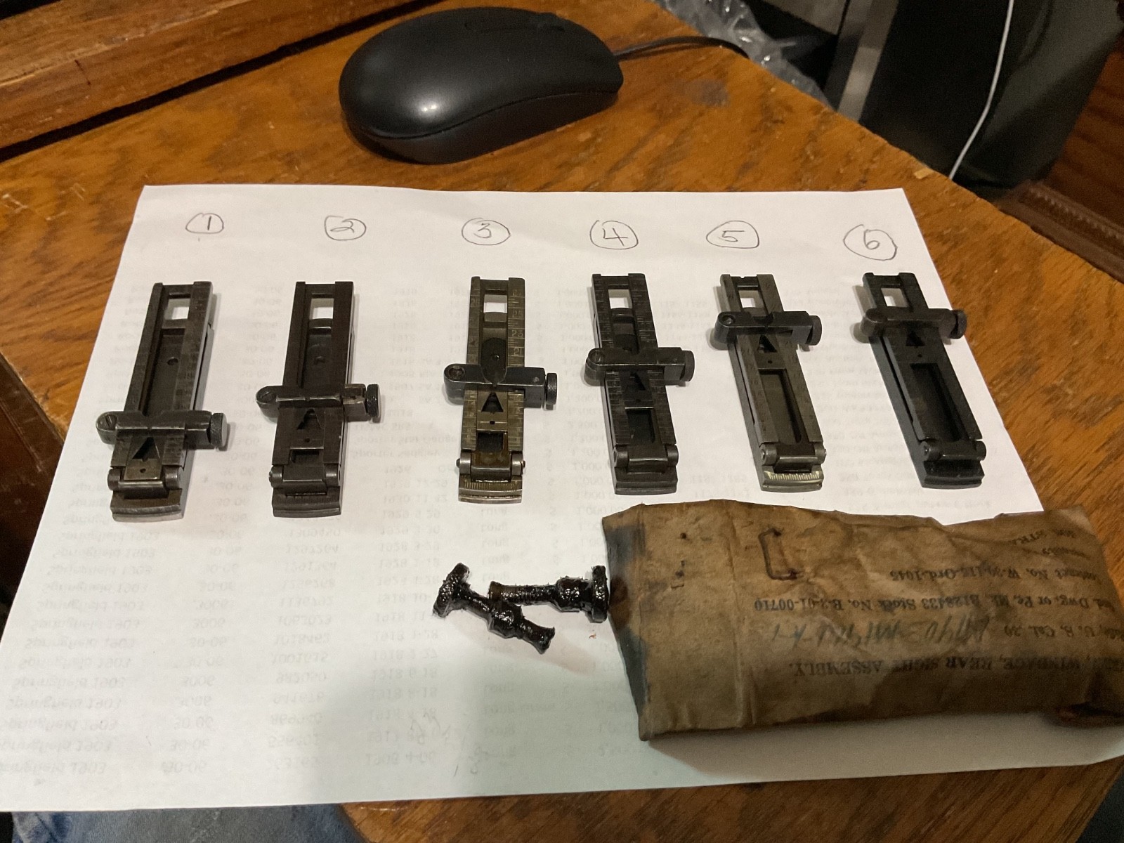 Springfield 1903 rear sight with NOS windage knob. One set only.