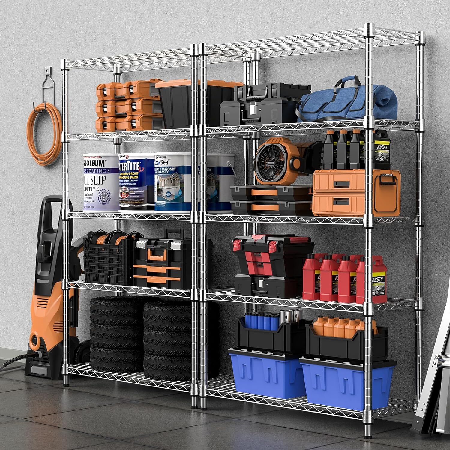 MZG 14'' 24'' 63'' 5-Tier Wire Storage Shelf Steel Shelving Racks Wire Pantry