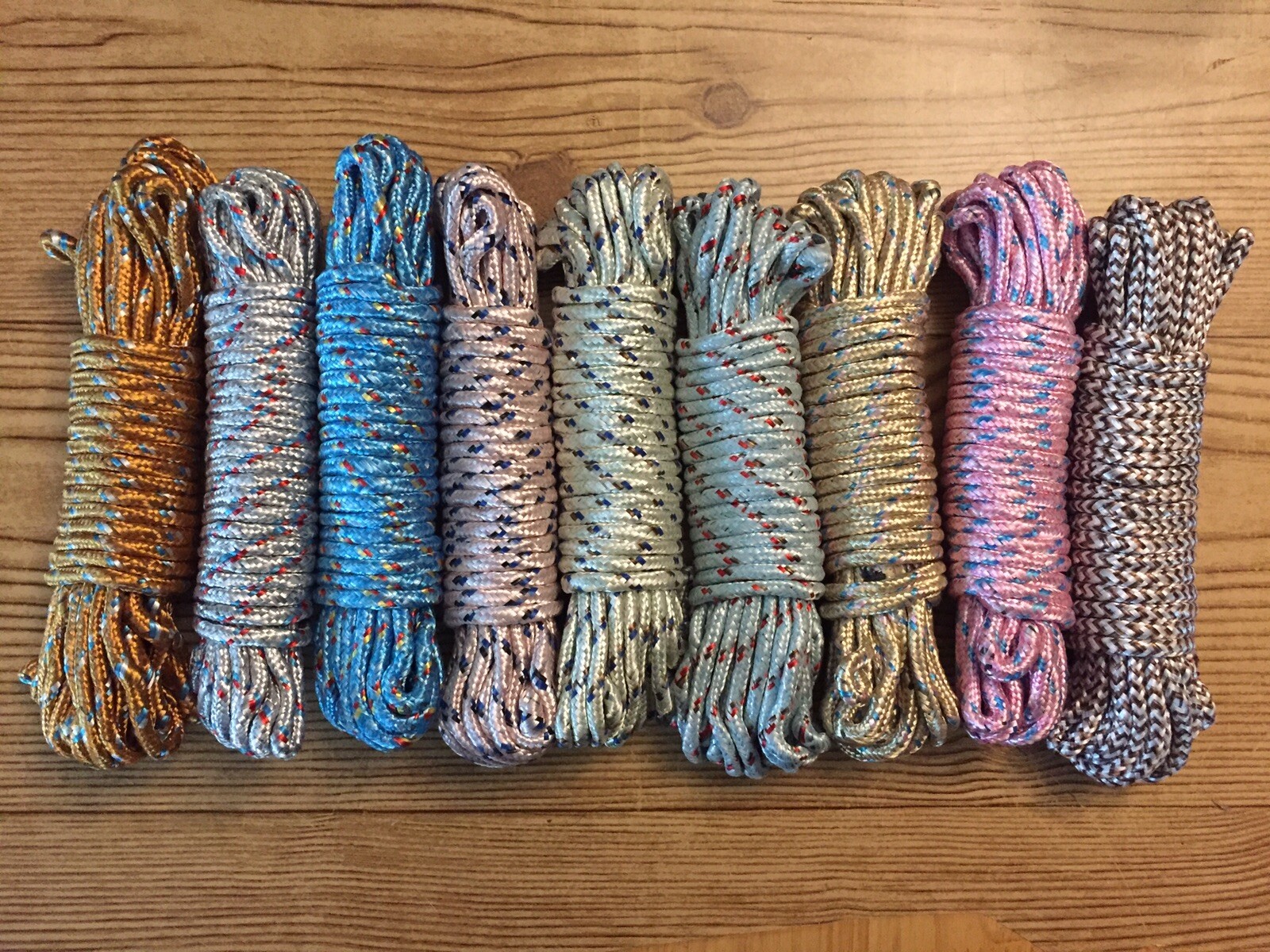 2Pcs(2x28feet)Total 56feet Nylon Clothes Line Household Rope String, Mix Colors