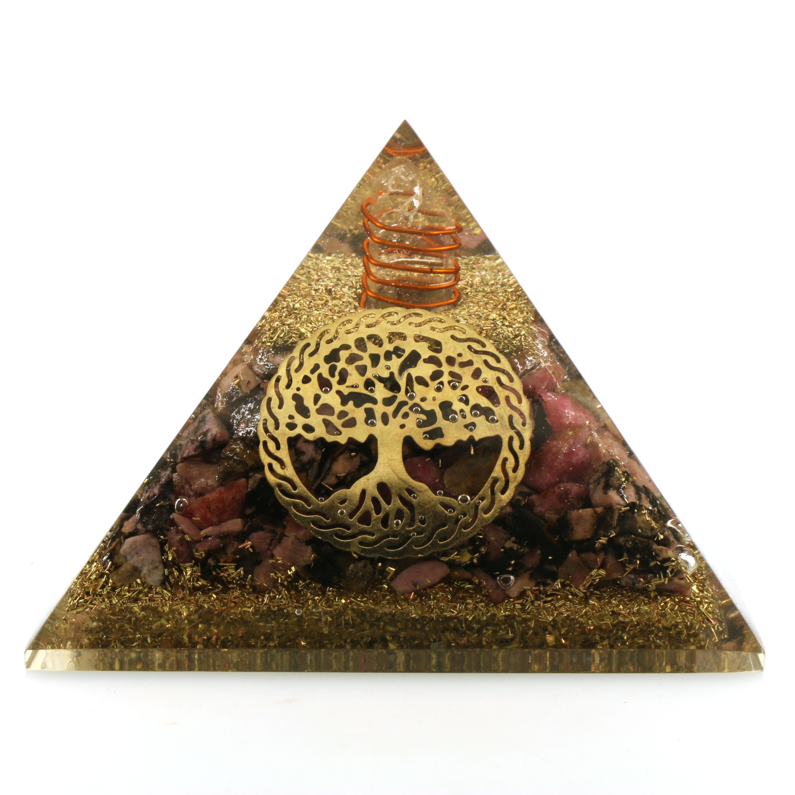 Natural Rhodonite Orgone Pyramid Extra LARGE 75mm 3in EMF & 5G Protection