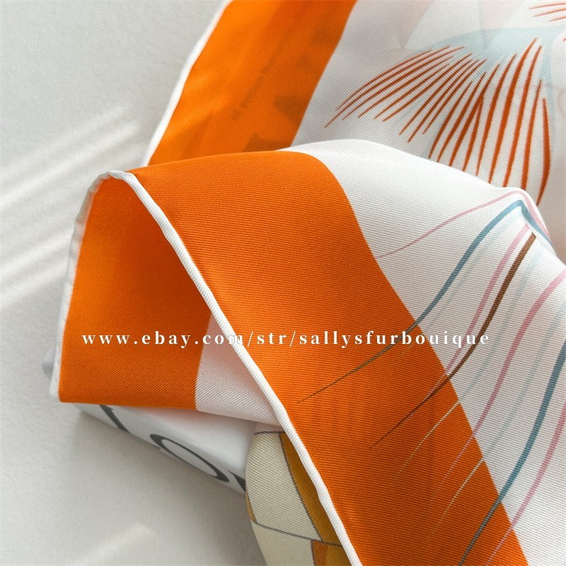 Sallys 100% Twill Silk Large Wrap Scarf Stole Feathers Print Square Shawl 135cm