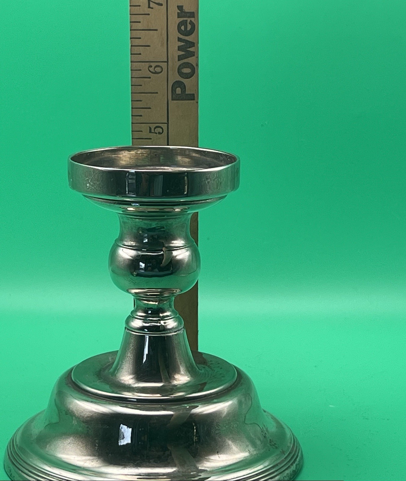 Vintage Silver-Plate Colonial Candlesticks Pair 4.25” Taper Holders Weighted