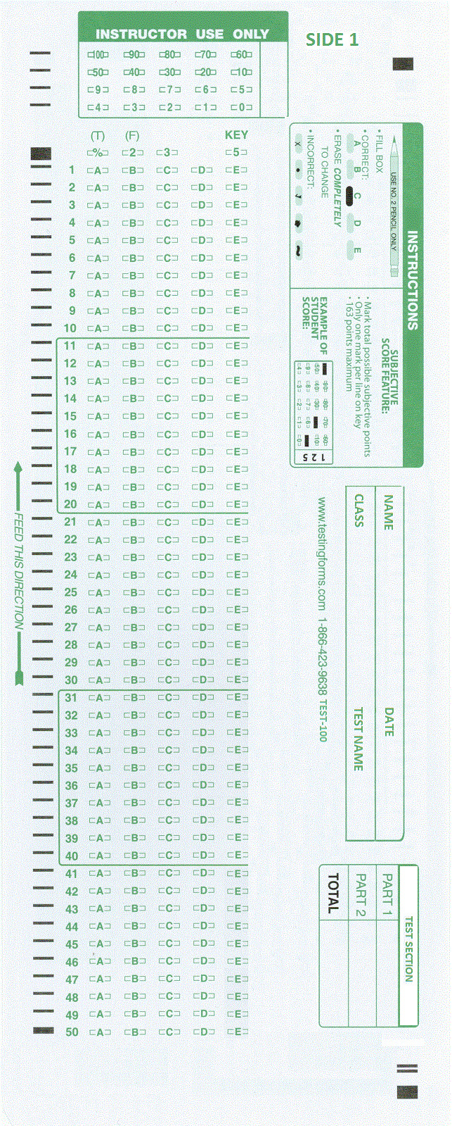 TEST-100E Scantron 882-E  881-E 889-E Compatible Testing Forms (500 Pack)