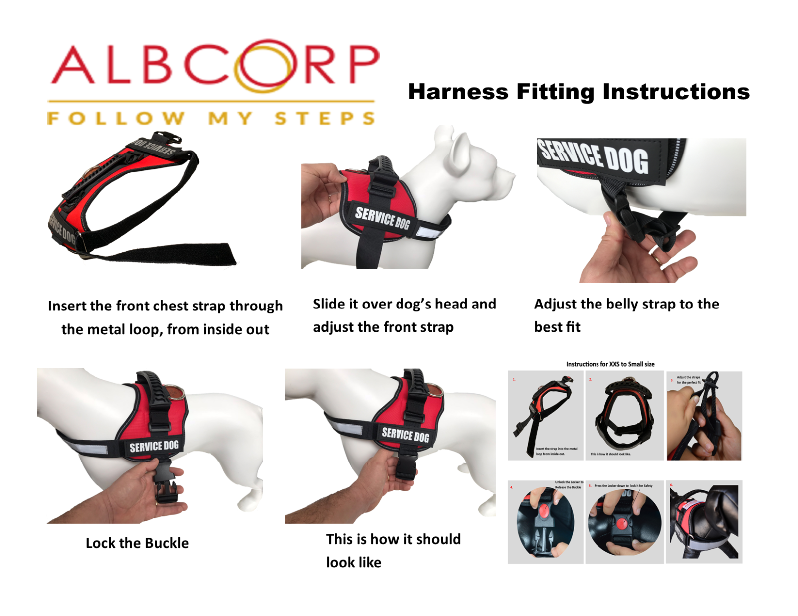 ALBCORP Reflective Service Dog Vest Harness, Woven Nylon with Adjustable Straps