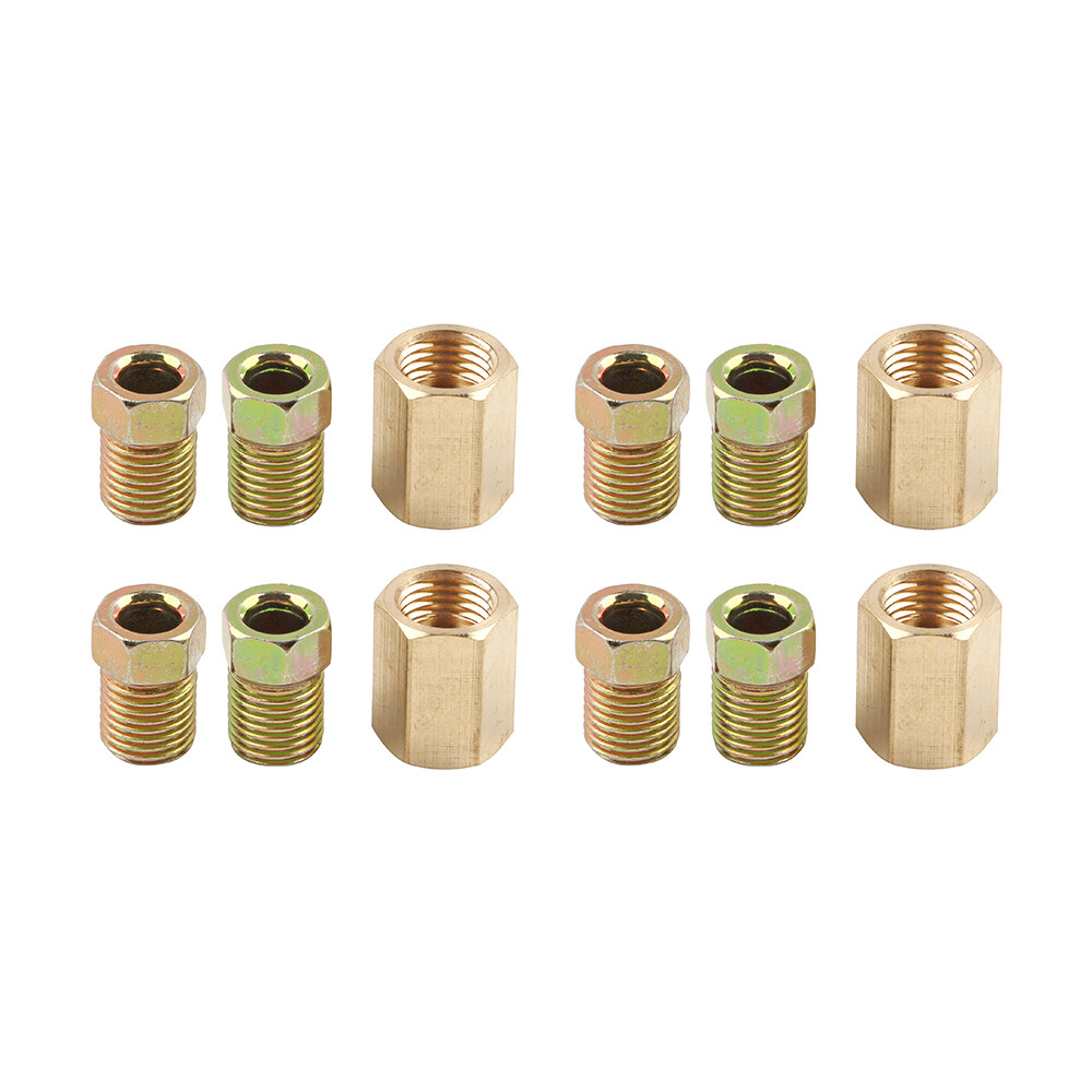 12x Straight Brass Brake Line Inverted Compression Fitting Unions For 3/16" Tube