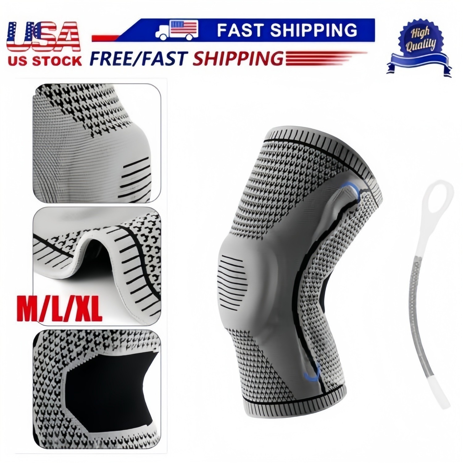 Knee Sleeves Compression Brace Support Sport Joint Injury Pain Arthritis Relief