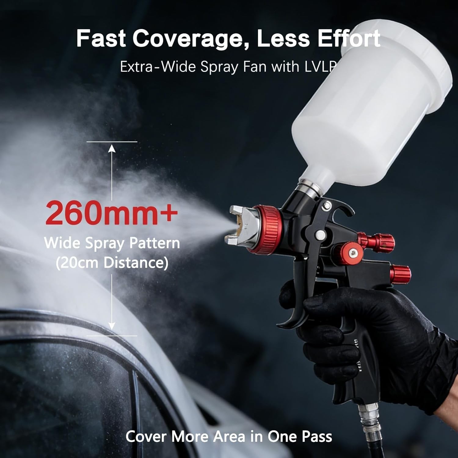 HVLP Air Spray Gun Kit Automotive Paint Nozzle Set 600ml Aluminum