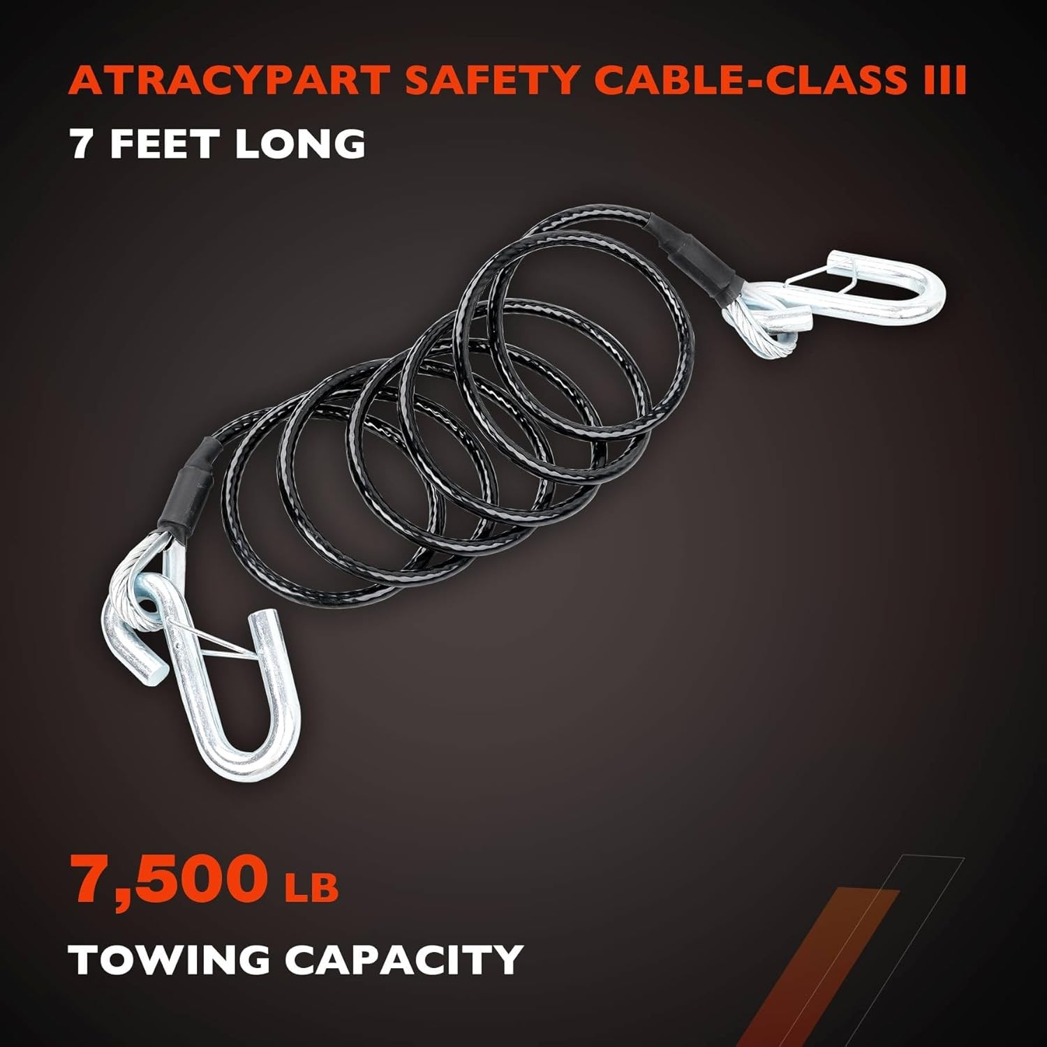 Blue Ox Pair of Class 3 Steel 7 Ft 7,500 lb Towing Safety Cables BX88196