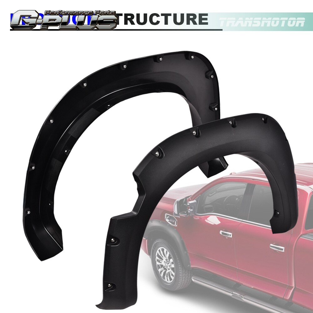 Fender Flares Front&Rear Fit For 2004-2015 Nissan Titan Pocket Style Black 4Pcs