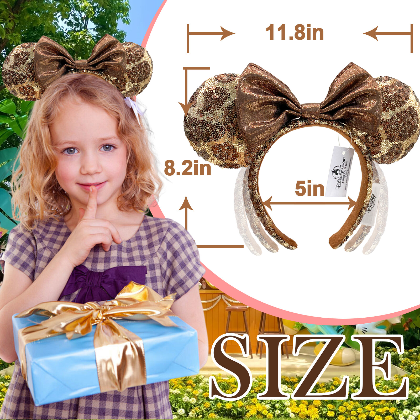 Disney Parks Giraffe Sequin Minnie Ears Headband - New