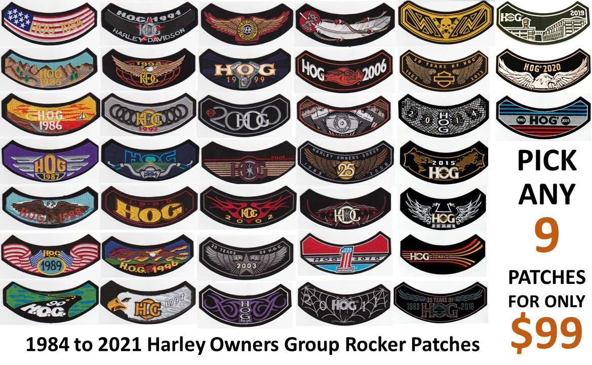 1984 to 2021 HOG member rocker patches Harley Davidson Owners Group HD collector