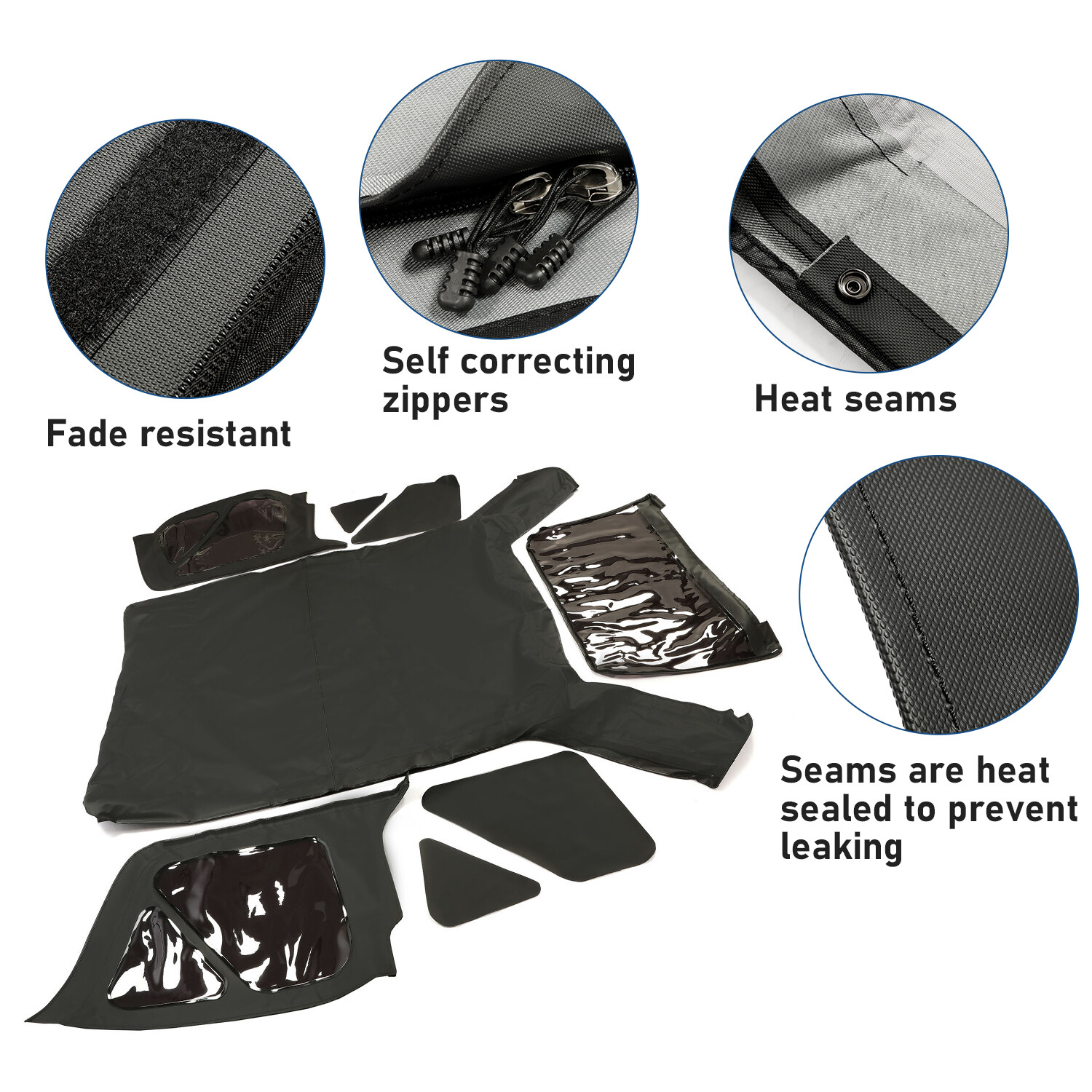 Black replacement Soft Top Tinted Windows FOR Jeep Wrangler TJ 1997-2006