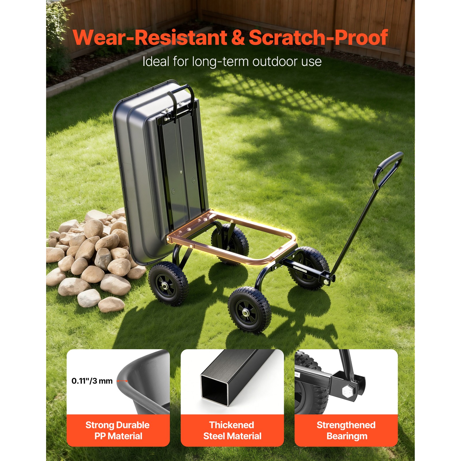 Uimoso 400lbs Garden Dump Cart with 90° Quick-Dump Design